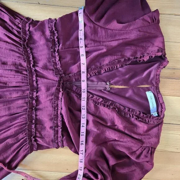 GAL Ruffle VNeck Dress M Red Mini Boho Festival Grunge Renaissance Goth Feminine - Picture 9 of 15